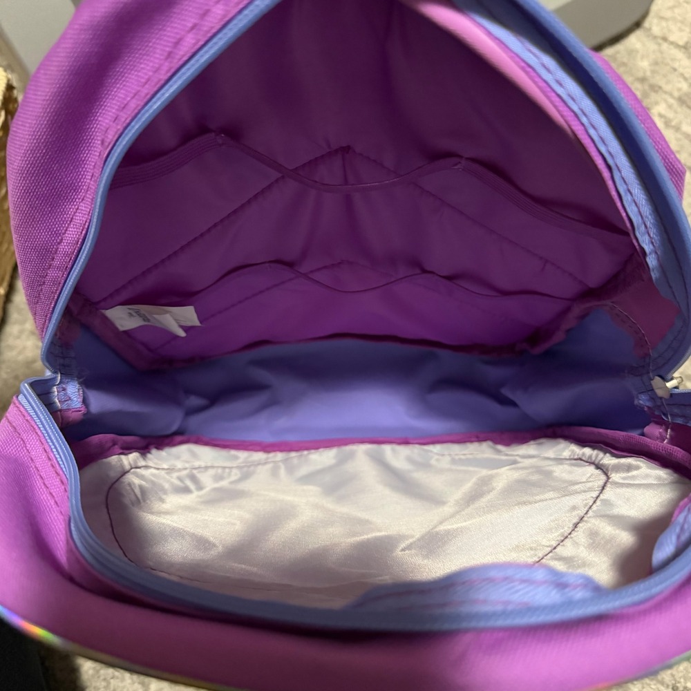 Disney Frozen 2 Backpack Elsa Anna Purple Glitter Sequin Mini Kids School bag - Picture 3 of 5
